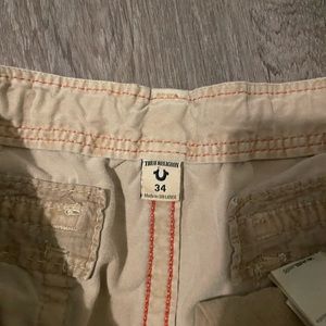 Khaki true religion cargo shorts - size 34